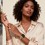 Gold Band Compatible with Apple Watch Bands for Women 40mm 42mm 38mm 41mm 44mm 45mm 46mm, Adjustable Metal Chain Link Bracelet Accessories for iWatch Band Series 11 10 9 8 7 6 5 4 3 2 1(No Case) - Close-Up Angle
