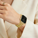 Gold Band Compatible with Apple Watch Bands for Women 40mm 42mm 38mm 41mm 44mm 45mm 46mm, Adjustable Metal Chain Link Bracelet Accessories for iWatch Band Series 11 10 9 8 7 6 5 4 3 2 1(No Case) - Low Angle