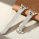 Slim Leather Band Compatible with Apple Watch Bands for Women 40mm 38mm 41mm 42mm 44mm 45mm 46mm, Top Grain Leather Band with DC-shaped Buckle for iWatch Band Series 11 10 9 8 7 6 5 4 3 2 1 SE - Top-Down View