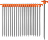 20 Pack Tent Stakes Heavy Duty, 9.75 Inch Yard Stakes Non-Rust Metal Tent Pegs Ground Stakes Tent Spikes for Camping Patio, Garden, Canopies, Grassland, Outdoor, Orange