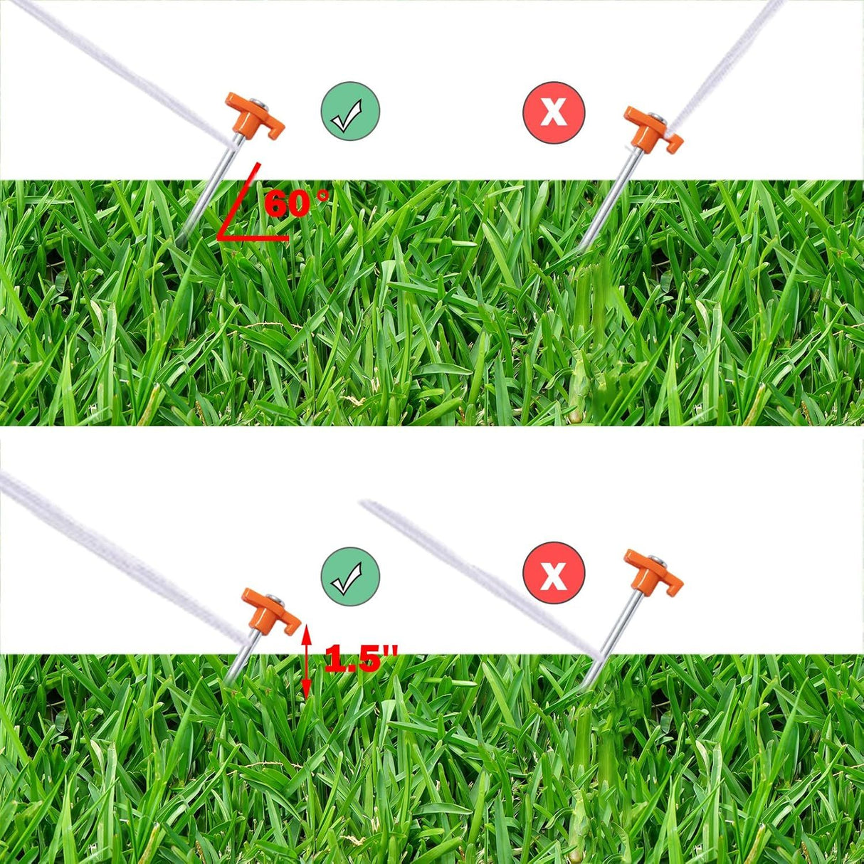 20 Pack Tent Stakes Heavy Duty, 9.75 Inch Yard Stakes Non-Rust Metal Tent Pegs Ground Stakes Tent Spikes for Camping Patio, Garden, Canopies, Grassland, Outdoor, Orange