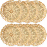 8 Pack Bamboo Paper Plate Holders, 10 Inches Reusable Wicker Charger Plates for Dinner Plates Natural Hand Woven Wicker Paper Plate Baskets for Home Party Daily Dinning Picnic