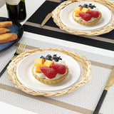 8 Pack Bamboo Paper Plate Holders, 10 Inches Reusable Wicker Charger Plates for Dinner Plates Natural Hand Woven Wicker Paper Plate Baskets for Home Party Daily Dinning Picnic - Close-Up Angle