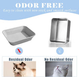 2 Pack Stainless Steel Cat Litter Box - High Side Metal Cats Toilet Large Rust Proof Litter Pan with Non Stick Smooth Surface for Cats, Kitten, Rabbits, 17.5 X 13.5 X 6 Inches - Top-Down View