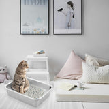 2 Pack Stainless Steel Cat Litter Box - High Side Metal Cats Toilet Large Rust Proof Litter Pan with Non Stick Smooth Surface for Cats, Kitten, Rabbits, 17.5 X 13.5 X 6 Inches - 45-Degree Angle