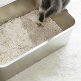 2 Pack Stainless Steel Cat Litter Box - High Side Metal Cats Toilet Large Rust Proof Litter Pan with Non Stick Smooth Surface for Cats, Kitten, Rabbits, 17.5 X 13.5 X 6 Inches - Close-Up Angle