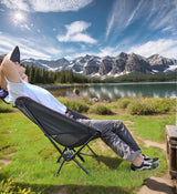 Portable Camping Chair Lightweight Foldable Outdoor Chair for Hiking Camp Backpacking Lawn Beach Fishing Picnic with Carry Bag (Black) - Front View