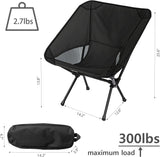 Portable Camping Chair Lightweight Foldable Outdoor Chair for Hiking Camp Backpacking Lawn Beach Fishing Picnic with Carry Bag (Black) - Side View