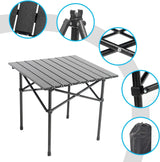 Portable Camping Table Folding Side Table Aluminum Lightweight Table with Carry Bag for Outdoor Cooking Hiking Picnics BBQ Travel (Black) - Top-Down View