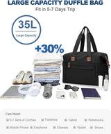 Travel Duffle Bag, Waterproof Weekender Overnight Hospital Bags for Women Men with Toiletry Bag Lightweight Carry on Personal Item Duffle Gym Bag for Travel, Airplanes, Sports
