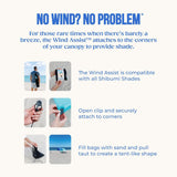 3.0 Version | Wind-Powered Beach Tent Shade Canopy | Sets Up in 3 Mins | 150 Sq. Ft. of Shade for up to 8 People | Includes Wind Assist | UPF 50+ Sun Protection - 45-Degree Angle