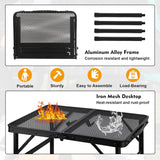 Camping Table with Mesh Desktop, Lightweight & Portable Small Folding Grill Table, Height Adjustable Metal Outdoor Table for Camp, Cooking, BBQ, RV, Picnic-2 FT Black - Top-Down View