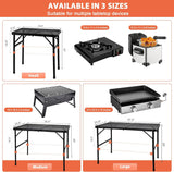 Camping Table with Mesh Desktop, Lightweight & Portable Small Folding Grill Table, Height Adjustable Metal Outdoor Table for Camp, Cooking, BBQ, RV, Picnic-2 FT Black - 45-Degree Angle