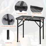 Camping Table with Mesh Desktop, Lightweight & Portable Small Folding Grill Table, Height Adjustable Metal Outdoor Table for Camp, Cooking, BBQ, RV, Picnic-2 FT Black - Close-Up Angle