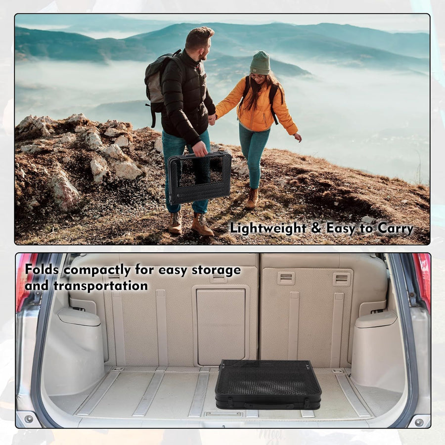 Camping Table with Mesh Desktop, Lightweight & Portable Small Folding Grill Table, Height Adjustable Metal Outdoor Table for Camp, Cooking, BBQ, RV, Picnic-2 FT Black
