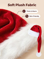Christmas Santa Hat 2-Pack - Red Plush Long Hat for Holiday Party Decoration, Christmas Costume Accessory - 32x70cm