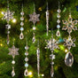 Christmas Crystal Snowflake Ornament 18-Piece Set - Hanging Acrylic Ice Snowflake Decorations for Christmas Tree - with Ribbon - Champagne