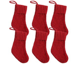 4Pcs/6Pcs Christmas Stocking Knitted with Hanging Rope Thickened Country Style Christmas Tree Decorations Mantle Hanging Stockings-Red 6pcs