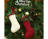 4Pcs/6Pcs Christmas Stocking Knitted with Hanging Rope Thickened Country Style Christmas Tree Decorations Mantle Hanging Stockings-Red 6pcs - Rear View