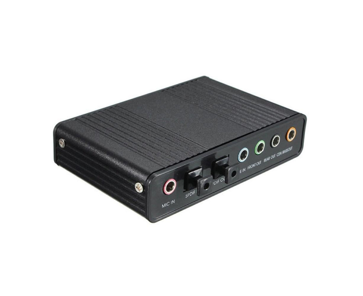 6 Channel USB 2.0 External 5.1 Optical S/PDIF Audio Sound Card Adapter for Win7 Black