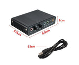 6 Channel USB 2.0 External 5.1 Optical S/PDIF Audio Sound Card Adapter for Win7 Black