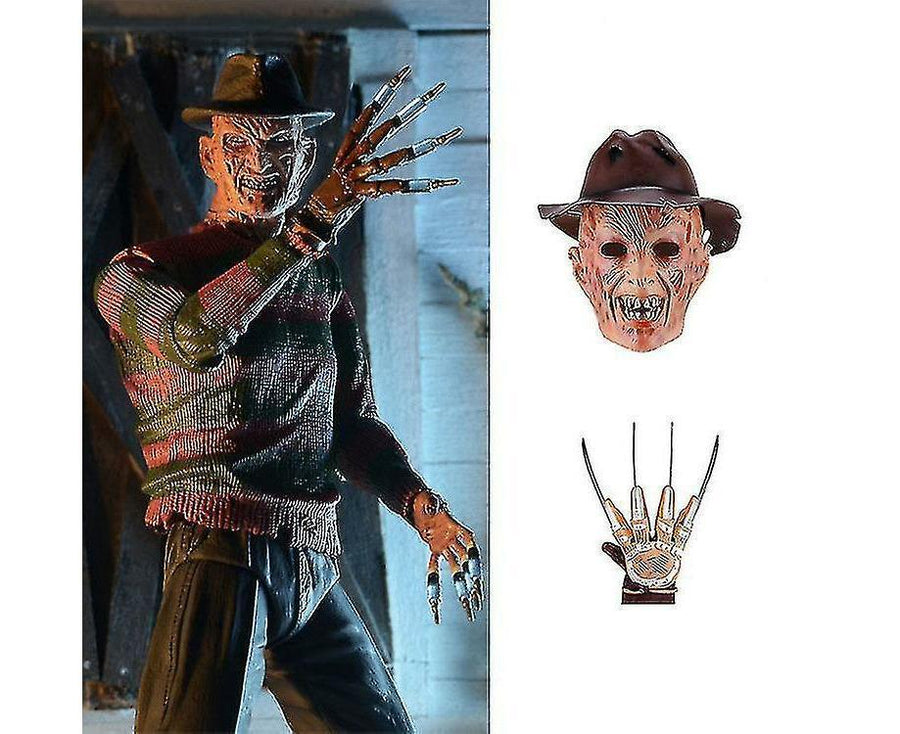 Horror Halloween Freddy Krueger Mask With Gloves Hat Killer Cosplay Full Head Latex Mask Masquerade Party Props