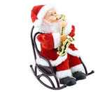 2024 Christmas Playing Saxophone Santa Claus in Chair with Music Electric Funny Santa Decoration Christmas Gifts