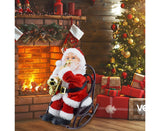 2024 Christmas Playing Saxophone Santa Claus in Chair with Music Electric Funny Santa Decoration Christmas Gifts - Front View