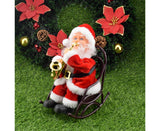 2024 Christmas Playing Saxophone Santa Claus in Chair with Music Electric Funny Santa Decoration Christmas Gifts