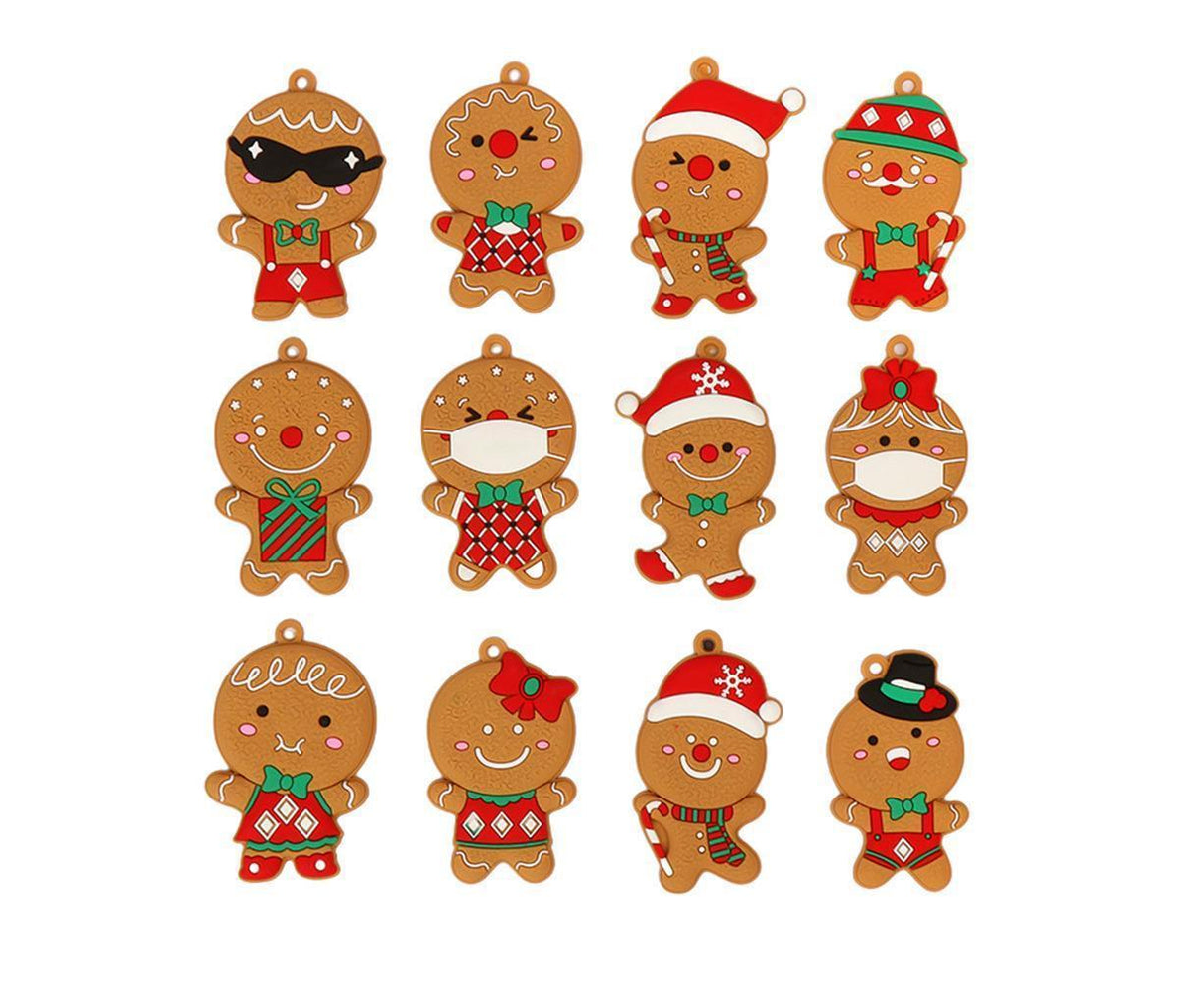 12Pcs Gingerbread Man Christmas Tree Hanging Pendants Cute Christmas Party Ornaments