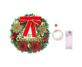 Artificial Christmas Wreath with Lights, Red Berry & Pine Cones, Battery Operated Christmas Wreaths for Front Door, Window, Christmas Decorations - 30CM