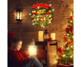 Artificial Christmas Wreath with Lights, Red Berry & Pine Cones, Battery Operated Christmas Wreaths for Front Door, Window, Christmas Decorations - 30CM
