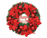 Christmas Ball Wreath Artificial Christmas Wreath Garland Decoration Home Party Decor Xmas Front Door Decorative Hanging - red - 30cm
