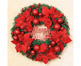 Christmas Ball Wreath Artificial Christmas Wreath Garland Decoration Home Party Decor Xmas Front Door Decorative Hanging - red - 30cm