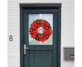 Christmas Ball Wreath Artificial Christmas Wreath Garland Decoration Home Party Decor Xmas Front Door Decorative Hanging - red - 30cm - Side View