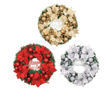 Christmas Ball Wreath Artificial Christmas Wreath Garland Decoration Home Party Decor Xmas Front Door Decorative Hanging - red - 30cm