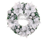 Christmas Ball Wreath Artificial Christmas Wreath Garland Decoration Home Party Decor Xmas Front Door Decorative Hanging - silver - 30cm