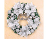 Christmas Ball Wreath Artificial Christmas Wreath Garland Decoration Home Party Decor Xmas Front Door Decorative Hanging - silver - 30cm