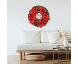 Christmas Ball Wreath Artificial Christmas Wreath Garland Decoration Home Party Decor Xmas Front Door Decorative Hanging - silver - 30cm