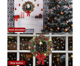 Christmas Wreath Christmas Ornament Decoration Holy Family Set Led Lights Candle Front Door Wall Christmas Hanging Sign Sacred - Red - 35*35*4cm - Top-Down View