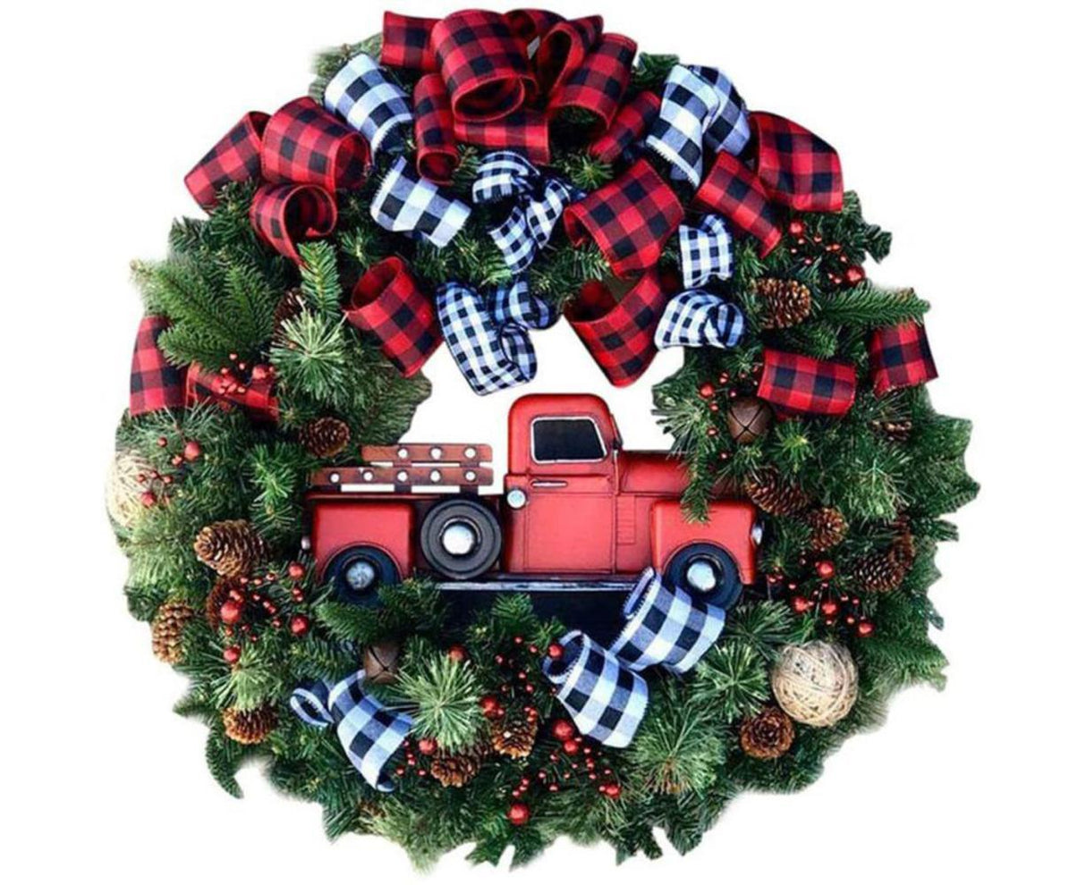Christmas Wreath for Car, Truck or Festival Decoration LED Artificial Christmas Car Wreath - 25cm