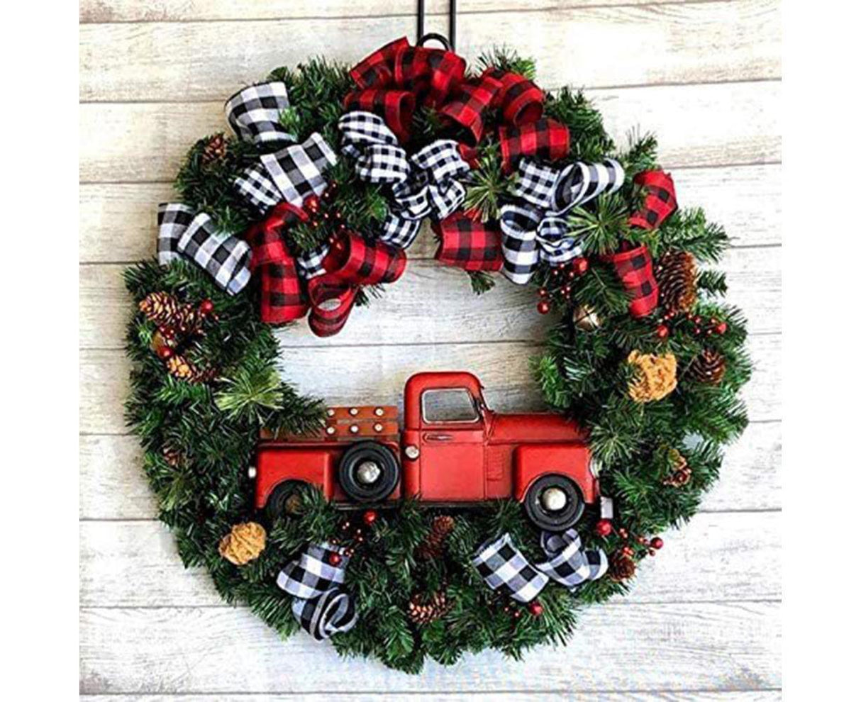 Christmas Wreath for Car, Truck or Festival Decoration LED Artificial Christmas Car Wreath - 25cm