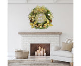 Christmas Wreath Merry Christmas Front Door Ornament Wall Artificial Pine Garland for Party Decor - gold - 30cm