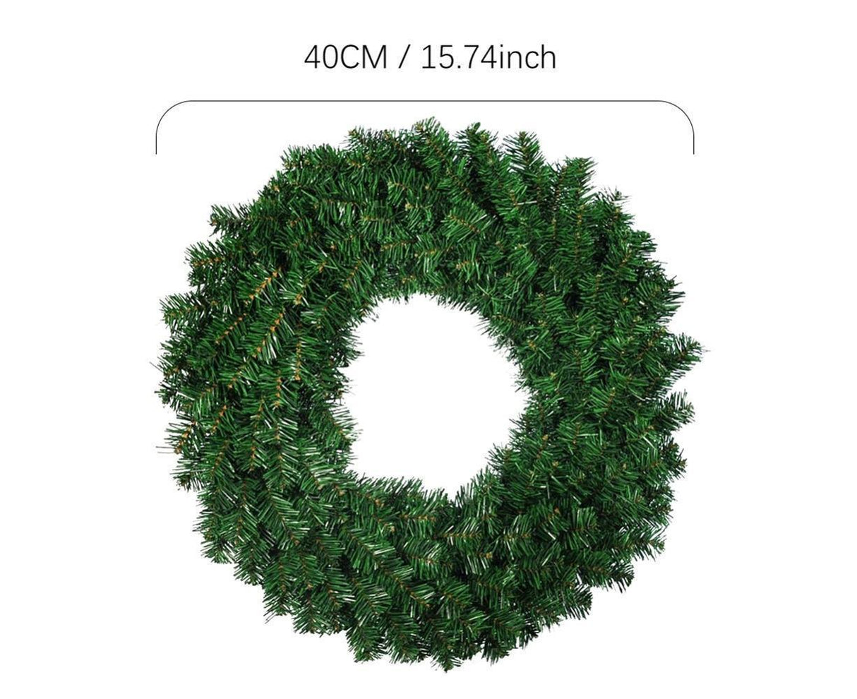 Christmas Wreaths for Front Door Outside, Wreaths for Christmas Decorations,12" Artificial Pine Christmas Wreath for Christmas Day Party - Green - 40cm