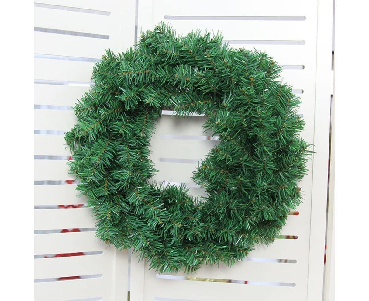 Christmas Wreaths for Front Door Outside, Wreaths for Christmas Decorations,12" Artificial Pine Christmas Wreath for Christmas Day Party - Green - 40cm
