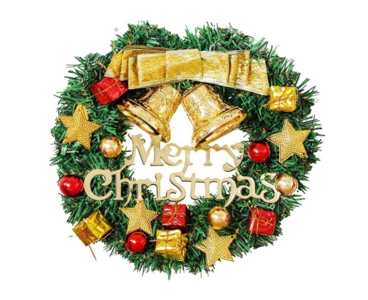 Merry Christmas Wreath 12 Inch Christmas Decorations Front Door Wreath Ornament Wall Artificial Pine Garland for Christmas Party Decor - 30CM