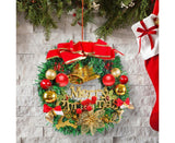 Merry Christmas Wreath 12 Inch Christmas Decorations Front Door Wreath Ornament Wall Artificial Pine Garland for Christmas Party Decor - 30CM