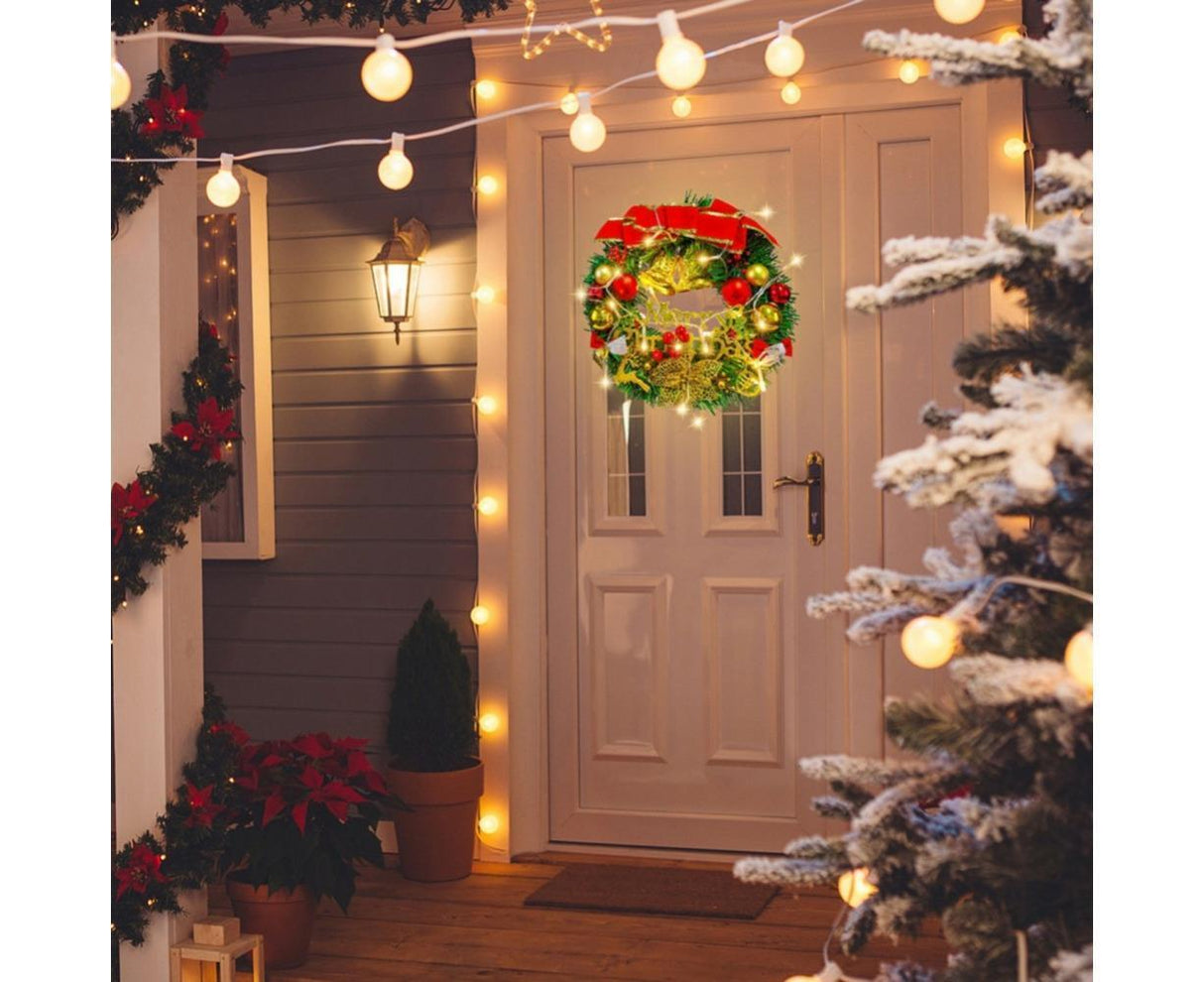 Merry Christmas Wreath 12 Inch Christmas Decorations Front Door Wreath Ornament Wall Artificial Pine Garland for Christmas Party Decor - 30CM