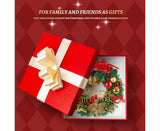 Merry Christmas Wreath 12 Inch Christmas Decorations Front Door Wreath Ornament Wall Artificial Pine Garland, with Bowknot, Bells, Red Berries - 30CM - 45-Degree Angle