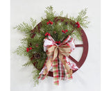 30cm Christmas Wagon Wheel Wreath, Artificial Hanging Garland, Christmas Decorations